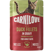 Carnilove kapsička pro kočky, kachní filety v omáčce, obohaceno o šantu kočičí, pro dospělé kočky, 85 gramů
