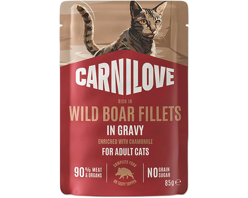 Carnilove kapsička pro kočky s filety z divočáka v omáčce pro dospělé kočky 85 gramů