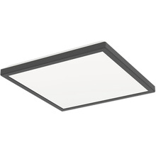 Čtvercový LED panel s tmavým rámem pro stropní montáž.