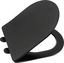 WC sedátko s víkem, matně černé, oválný tvar.