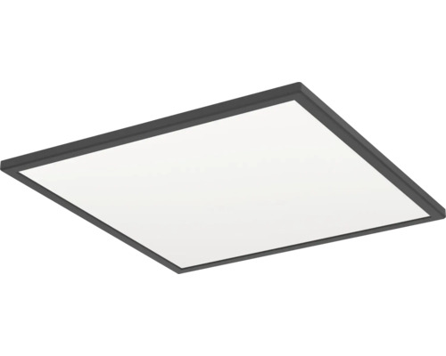 Čtvercový LED panel s černým rámem na strop.