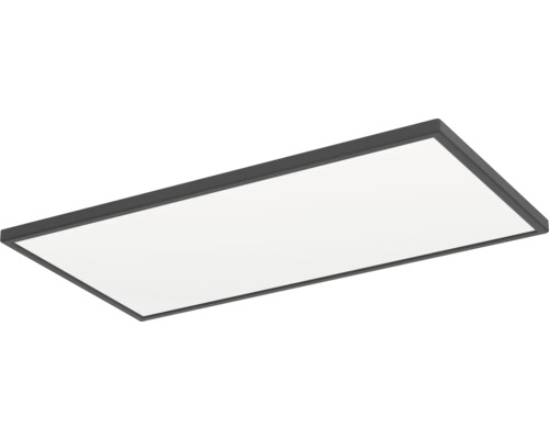 Obdélníkový LED panel s černým rámem pro stropní osvětlení.