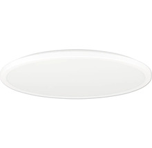 Ploché, kulaté stropní LED svítidlo v bílé barvě.