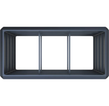 Kovový rám pro vyvýšený záhon v antracitové barvě se svislými výztuhami.