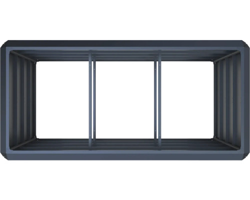 Kovový rám pro vyvýšený záhon v antracitové barvě se svislými výztuhami.