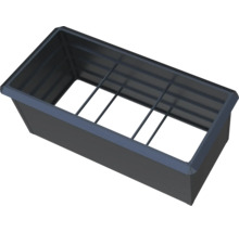 Obdélníkový kovový rám pro vyvýšený záhon v antracitové barvě se stabilizačními příčkami.