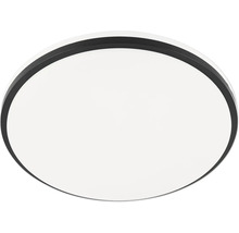 Kulaté LED stropní svítidlo s černým rámem a bílým krytem.