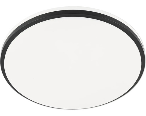 Kulaté LED stropní svítidlo s černým rámem a bílým krytem.