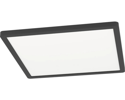 Moderní obdélníkový LED stropní panel s černým rámem a bílým difuzorem.