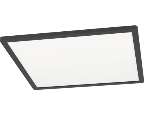 Čtvercový LED panel s černým rámem a bílou světelnou plochou.