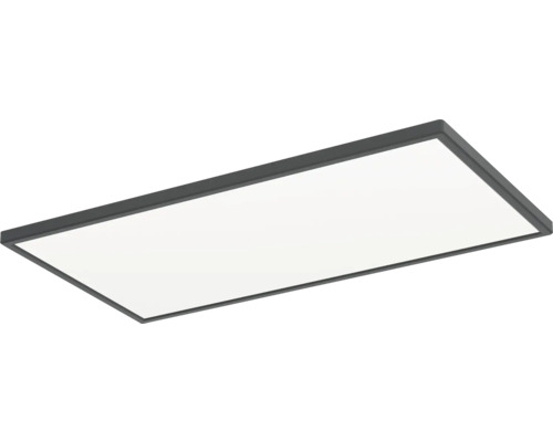 Obdélníkový LED panel s úzkým černým rámem pro montáž na strop.