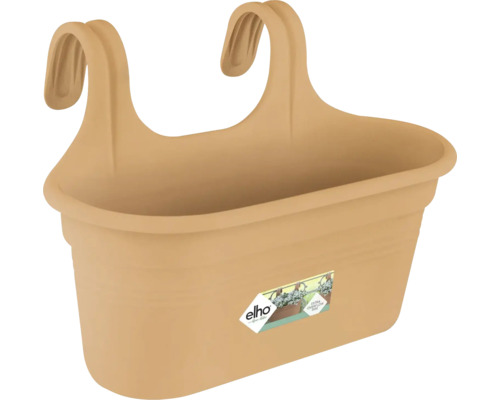 Truhlík závěsný plastový Elho Green Basics 26x36 cm terakota Plastový balkonový truhlík Elho s integrovanými háky pro zavěšení na zábradlí.