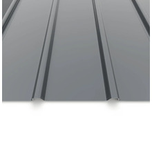Trapézový plech z oceli v antracitové barvě s hladkým povrchem pro střechy a stěny.