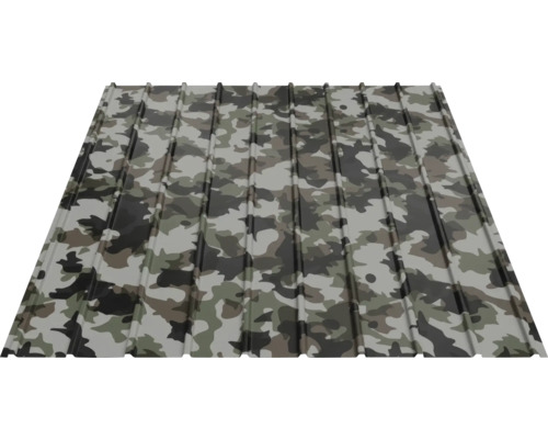 Trapézový plech s maskáčovým vzorem pro střechy a stěny