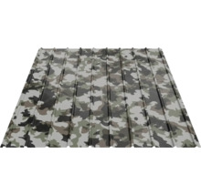 Trapézový plech s maskovacím vzorem pro střechu a stěnu.