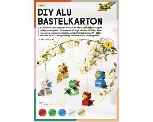 DIY hliníkový kreativní karton folia, format A4, 300 gramů na metr čtvereční, 5 listů, vhodný pro stříhání a tvoření, folia Logo.