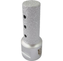 Diamantová vrtací korunka pro úhlové brusky, vakuově pájená s bočními otvory pro chlazení.