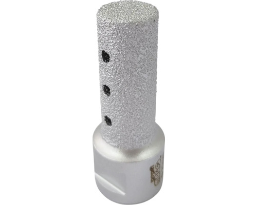 Diamantová vrtací korunka pro úhlové brusky, vakuově pájená s bočními otvory pro chlazení.