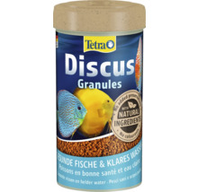 Dóza krmiva pro ryby Tetra Discus Granules pro terčovce s přírodními složkami bez barviv a konzervačních látek.