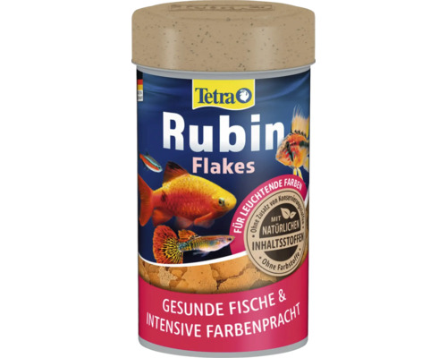 Krmivo pro akvarijní ryby Tetra Rubin Flakes v dóze s víčkem. Přírodní složky pro zdravé ryby a intenzivní barvy.