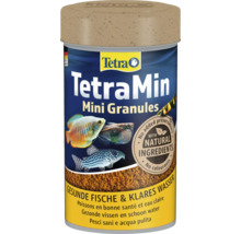 Logo Tetra, krmivo TetraMin Mini Granules, přírodní složky, bez konzervantů a barviv, pro zdravé ryby a čistou vodu.