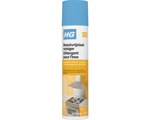 HG Čistič nerezových ploch, 300 mililitrů ve spreji, pro výsledek beze šmouh v kuchyni, účinný proti mastnotě a otiskům prstů.