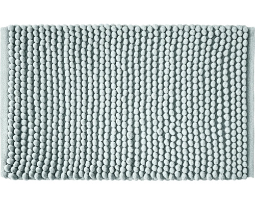 Světle modrá koupelnová předložka z žinylky s nopkovou strukturou.