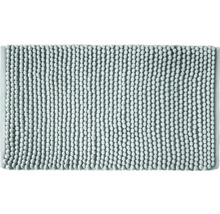 Šedá koupelnová předložka z žinylky s nopkovou strukturou.