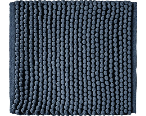 Koupelnová předložka z žinylky v tmavě modré barvě s měkkou nopkovou strukturou.