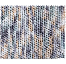 Vícebarevná koupelnová předložka s hrubou smyčkovou strukturou z tlustých kulatých textilních vláken.