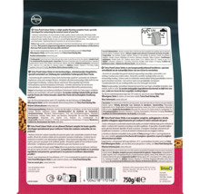 Zadní strana obalu krmiva pro ryby Tetra Pond Colour Sticks se složením, pokyny ke krmení, symboly recyklace a Tetra Logo.