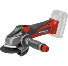 Aku úhlová bruska Einhell s nastavitelnou přídavnou rukojetí a řezným kotoučem v červené a černé barvě.