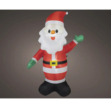 Nafukovací Santa Claus s bílým vousem a zelenými rukavicemi, mávající, vánoční dekorace pro vnitřní i venkovní použití.