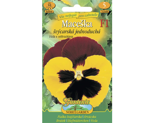 Sáček se semeny macešky švýcarské Viola x wittrockiana od Nohel Garden, hybridní, circa 10 semen.