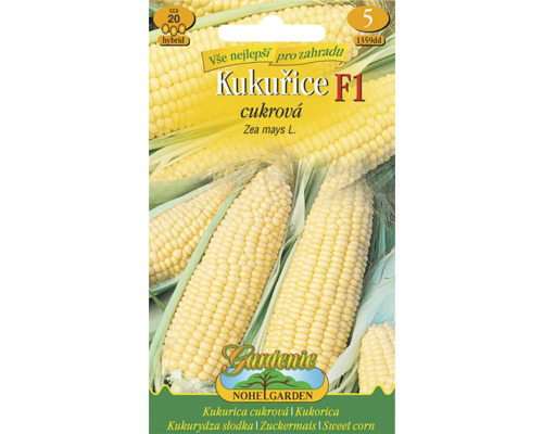 Semena Nohelgarden Kukuřice cukrová F1 s vyobrazením kukuřičných klasů.