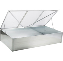 Pařeniště z hliníku s výklopným víkem a transparentními dutinkovými deskami.