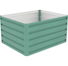 Kovový vyvýšený záhon, obdélníkový, zelený.