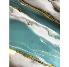 Moderní mramorový vzor s tyrkysovými, bílými a zlatými akcenty.