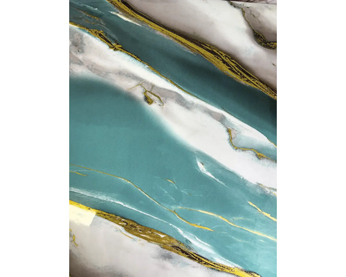 Moderní mramorový vzor s tyrkysovými, bílými a zlatými akcenty.