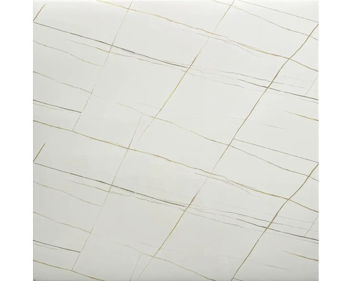 Keramická dlažba v bílém mramorovém dekoru s jemným žilkováním.