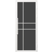 Bílá síťová dveř proti hmyzu s moderním mřížkovým designem a dlouhým madlem.