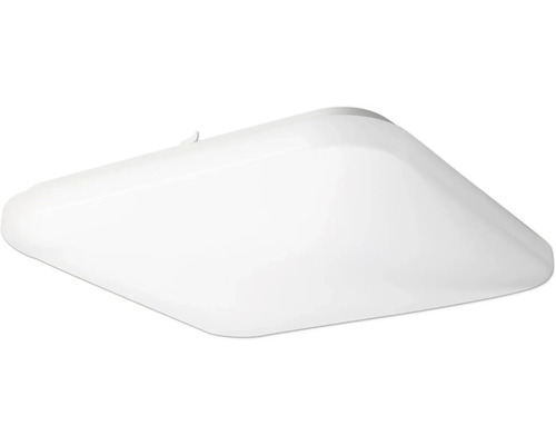 Čtvercové LED stropní svítidlo bílé se zaoblenými rohy.