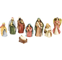 8dílná sada betlémských figurek, včetně Ježíška, Marie, Josefa, tří králů, pastýře a anděla, materiál polyresin.