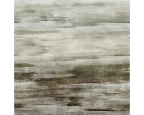 Tapeta s abstraktní strukturou ve vzhledu dřeva a horizontálními tahy štětcem v šedé a hnědé barvě.