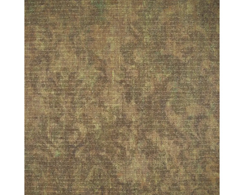 Hnědá vliesová tapeta s vintage damaškovým vzorem, strukturovaný povrch s efektem opotřebení.