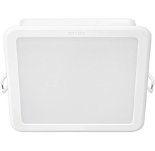 Čtvercové vestavné LED svítidlo Philips v bílé barvě se zaoblenými rohy.