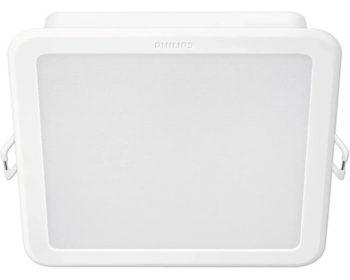Čtvercové vestavné LED svítidlo Philips v bílé barvě se zaoblenými rohy.