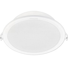 Kulaté bílé vestavné LED svítidlo Philips s plochým difuzorem a Philips Logo.