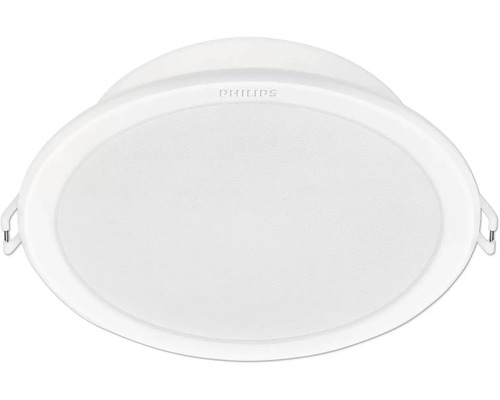 Kulaté bílé vestavné LED svítidlo Philips s plochým difuzorem a Philips Logo.