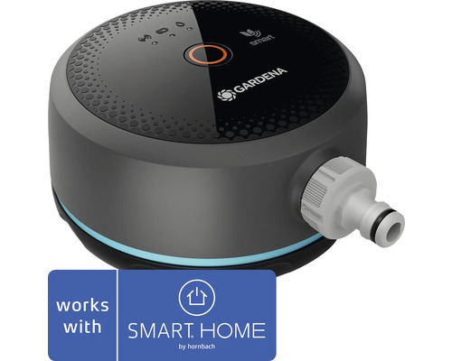 Gardena smart Water Control pro řízení zavlažování na zahradě s logem Gardena a logem Smart Home by Hornbach.